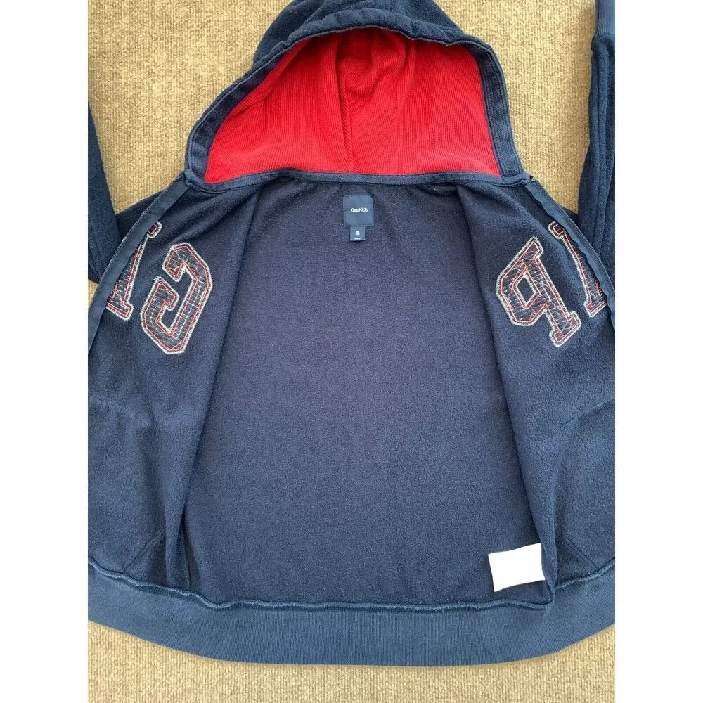 Vintage Gap Kids Fleece Hoodie Size XL Full Zip Classic Spell Out Long Sleeve